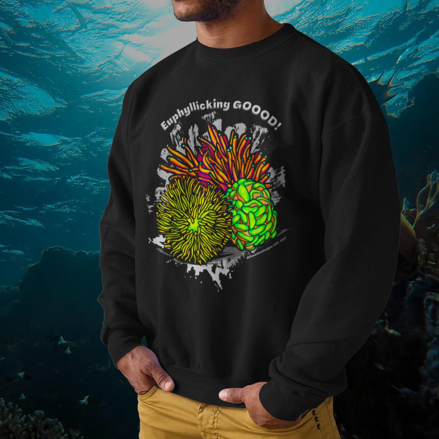 Euphyllicking Goood Euphyllia Lover Unisex Reefer Sweatshirt for Reef Aquarium, Reef Hobby, Reefing