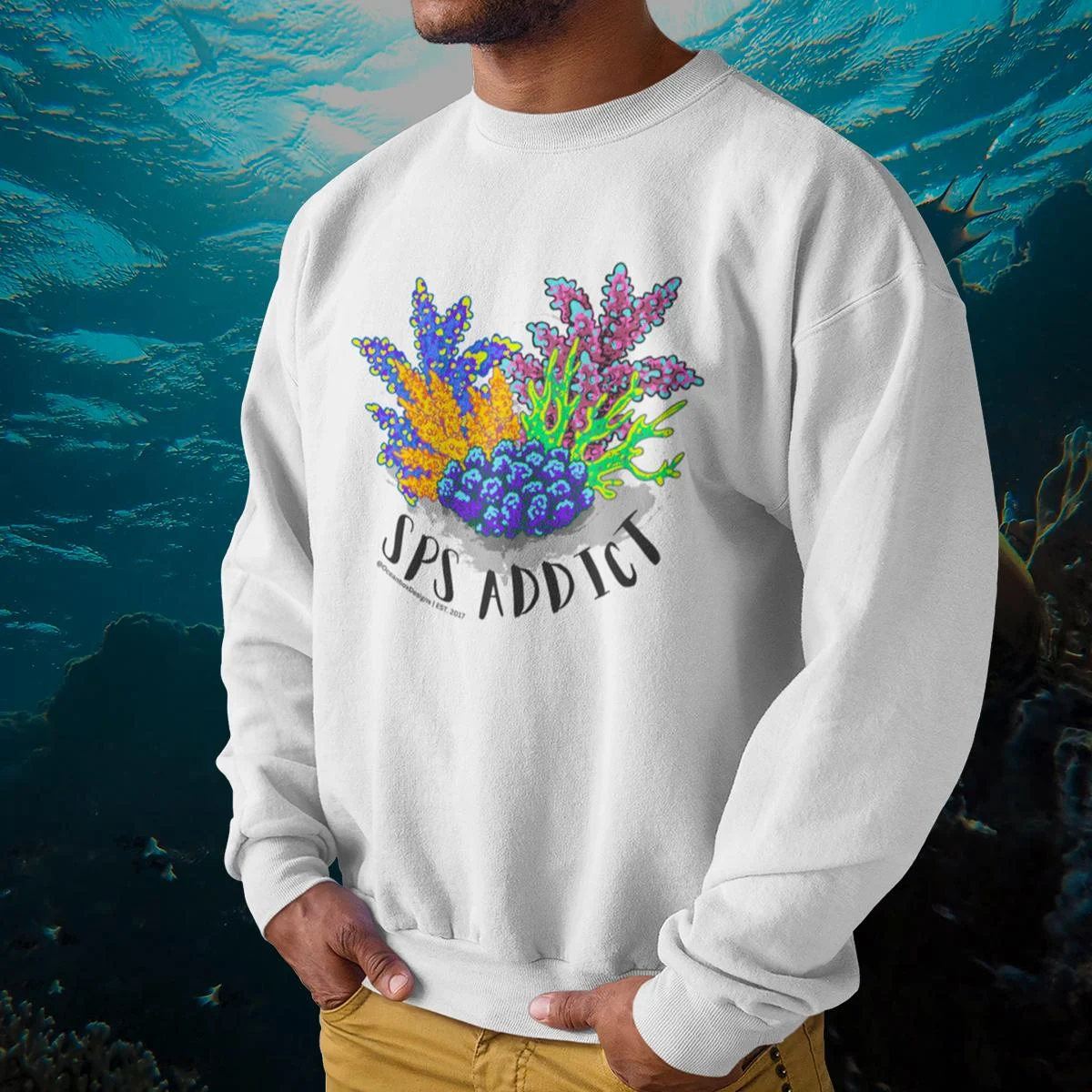 SPS ADDICT Reefer Unisex Sweatshirt for Reefer, Reef Hobby, Reef Aquarium