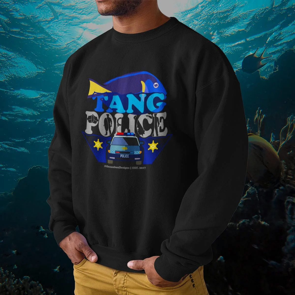 TANG POLICE On Dark Base Unisex Sweatshirt for Reefer and Reef Hobby