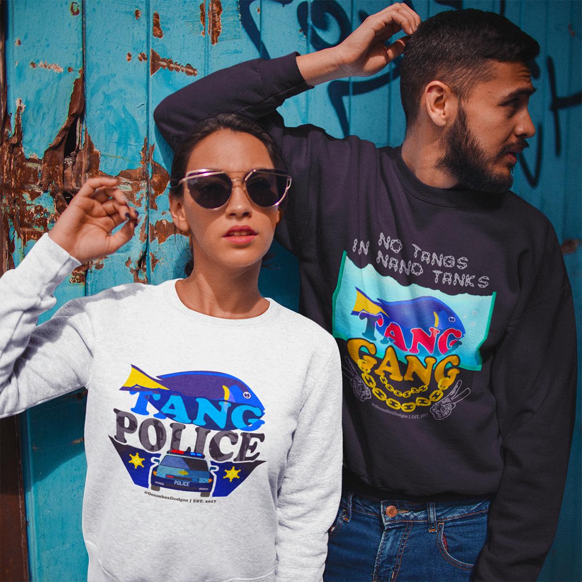 tang-police-on-white-unisex-sweatshirt-for-reefer-and-reef-hobby-couple-oceanboxdesigns