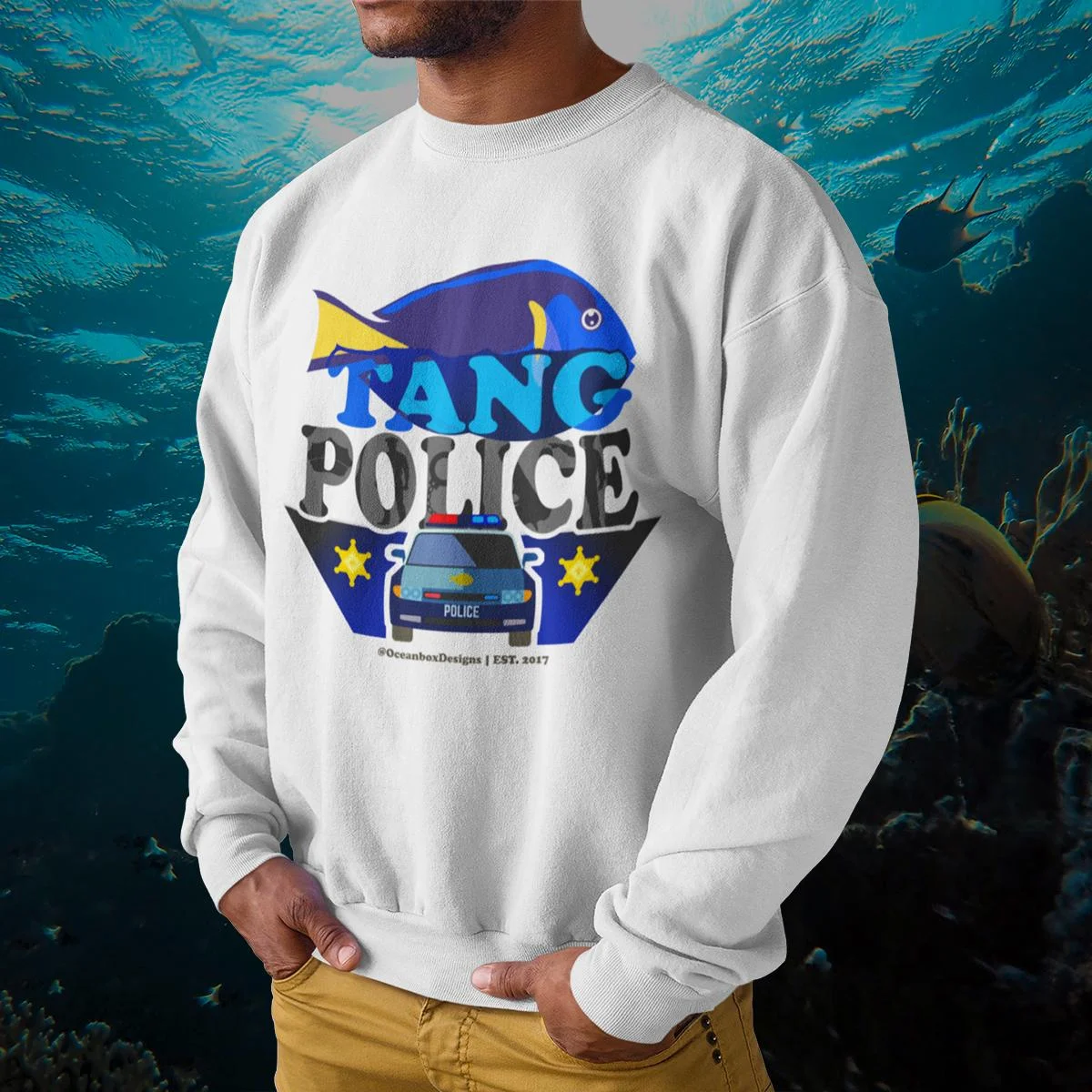 TANG POLICE On Light Base Unisex Sweatshirt for Reefer and Reef Hobby